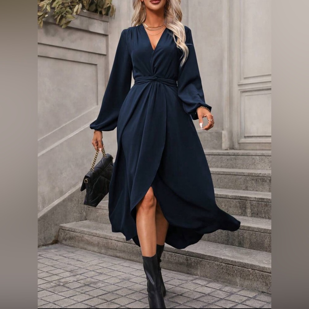 Navy blue midi dress